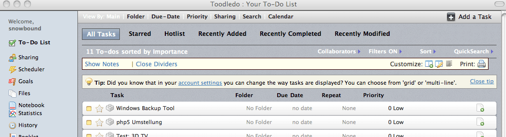 Toodledo Client for Mac