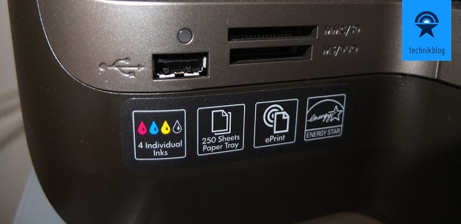 USB und Speicherkartenslot am HP Officejet 8600 Plus