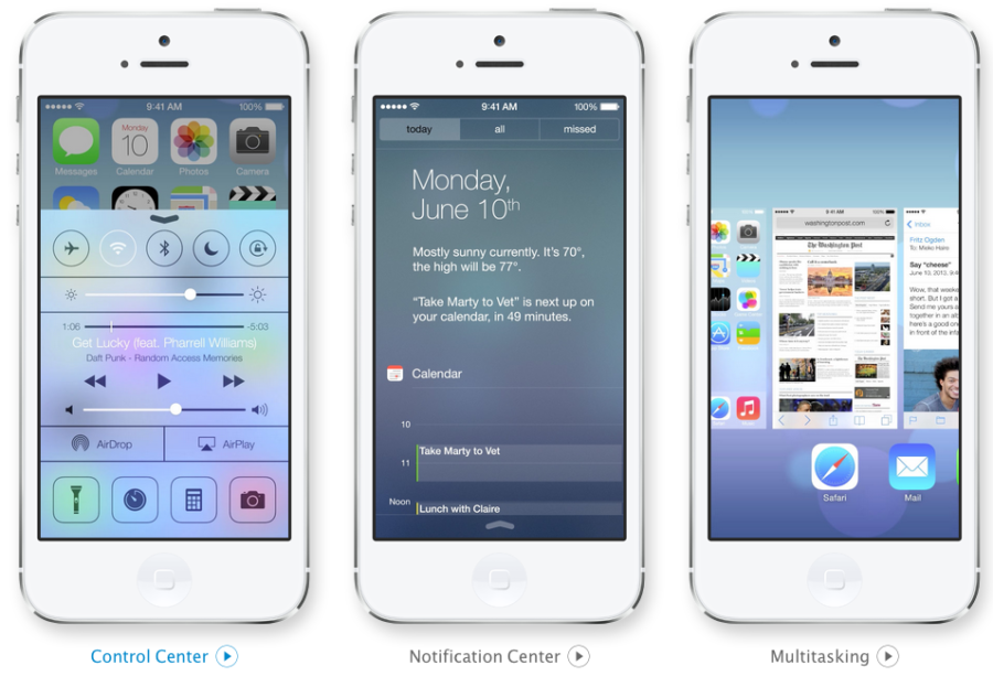 iOS 7 Control Center, Kalender und Multitasking