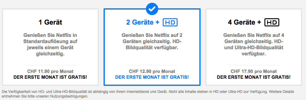 Netflix Abo-Optionen und -kosten für die Schweiz