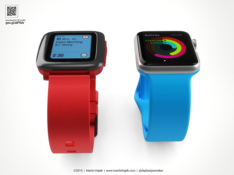 Vergleichsgrafiken Apple Watch vs Pebble Time von Martin Hajek
