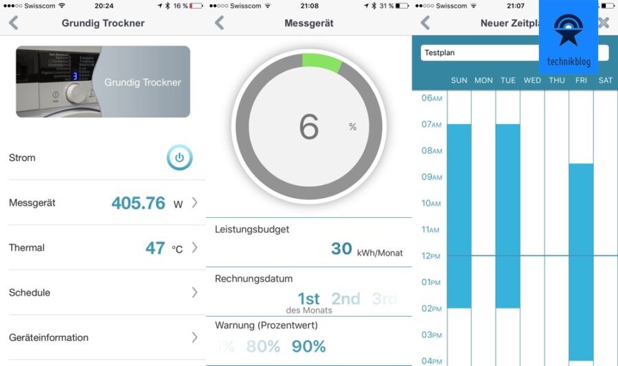 Screenshot - mydlink Home App mit Smartplug im Einsatz