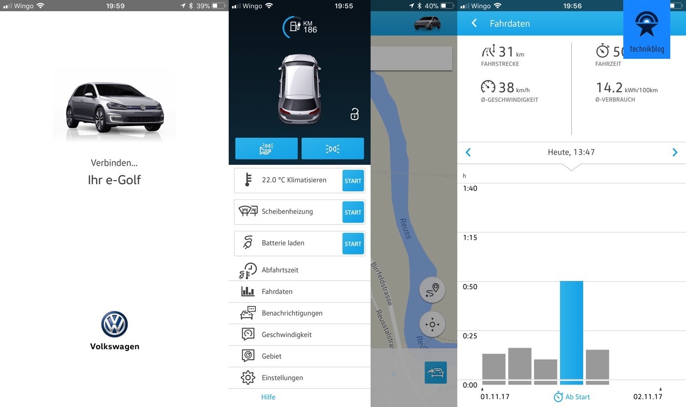 Car-Net App ermöglicht direkt Daten und vor allem Ladezustand des e-Golf abzurufen
