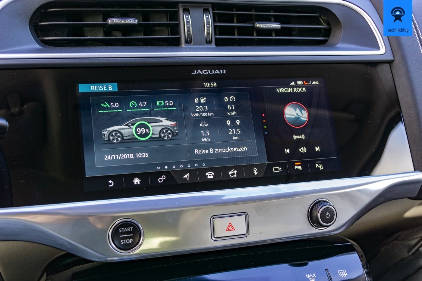 Jaguar I-Pace Dashboard für Verbrauchswerte