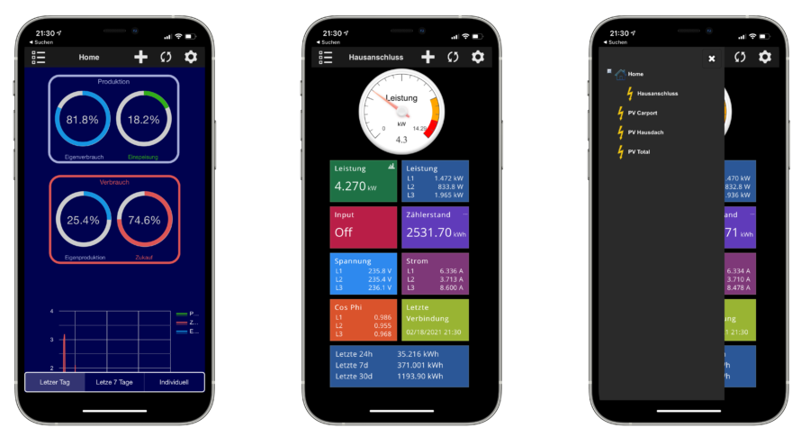 Die smart-me App liefert Daten und visualisiert auch verschiedene Auswertungen