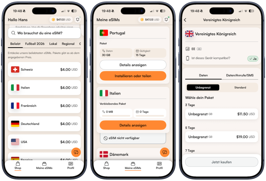 Airalo in der eigenen App - simple und schnell konfiguriert